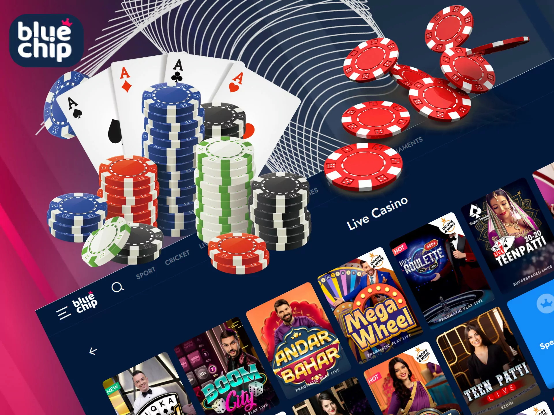 Bluechip app has an online casino too.