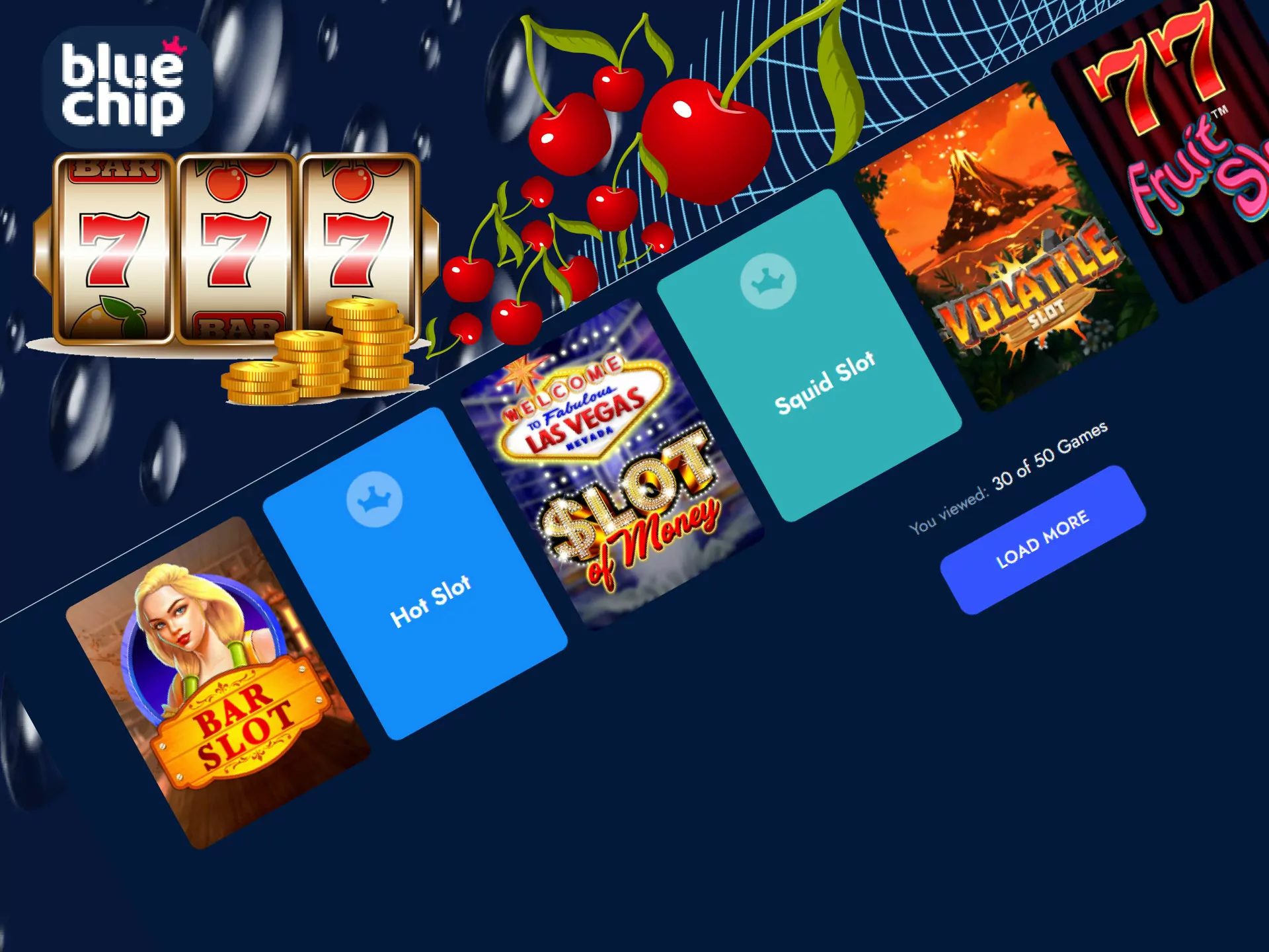 Play slots in the Bluechip online casino.